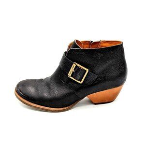 Korks by Kork-Ease Size 6.5 (37) Black Pebble Leather Buckle and Zip Heel Bootie